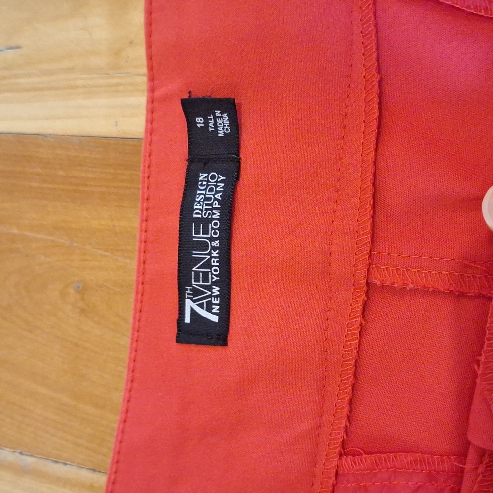 TALL 7th Avenue New York & Co. Orange Flare Leg High Waist Trousers Sz 18 Tall - Picture 5 of 11